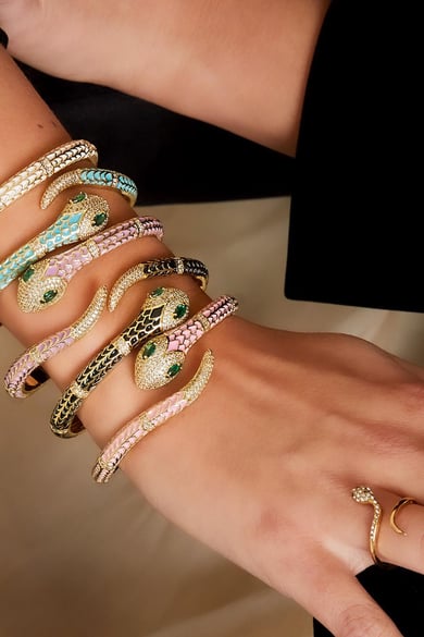 Armband gedetailleerde slang Roze Koper h5 Afbeelding3